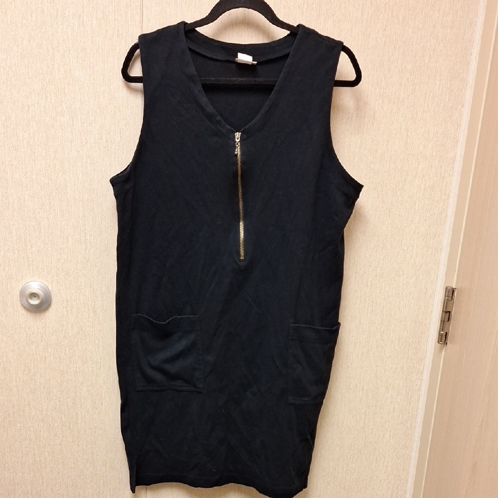 L.L. Bean Black Midi Dress with Zipper